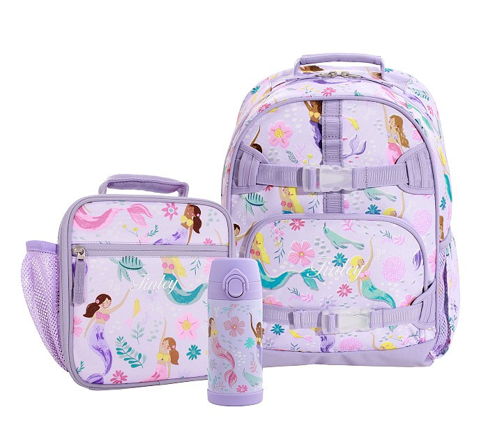 Mackenzie Lavender Mermaids Backpack & Lunch Bundle, Set of 3 | Pottery Barn Kids