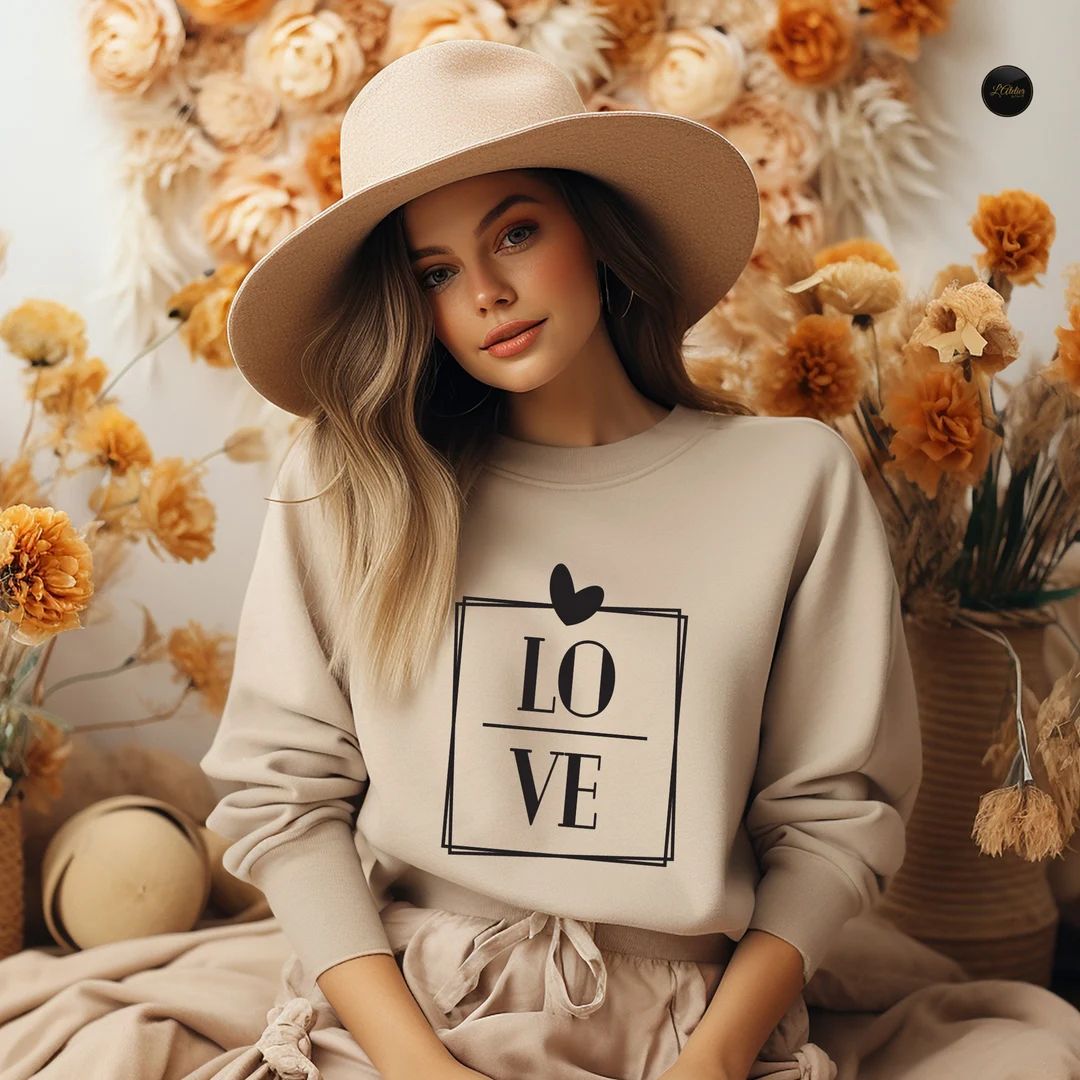 Valentines Day T-shirt, Valentines Gifts for Her, Love Sweatshirt, Heart Hoodie, Love Tee, Minima... | Etsy (US)
