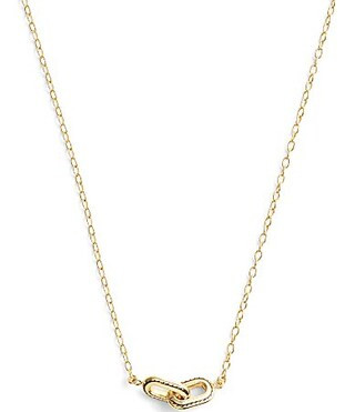 COACH Stitched Gold Link Short Pendant Necklace - Shiny Gold | Dillard's