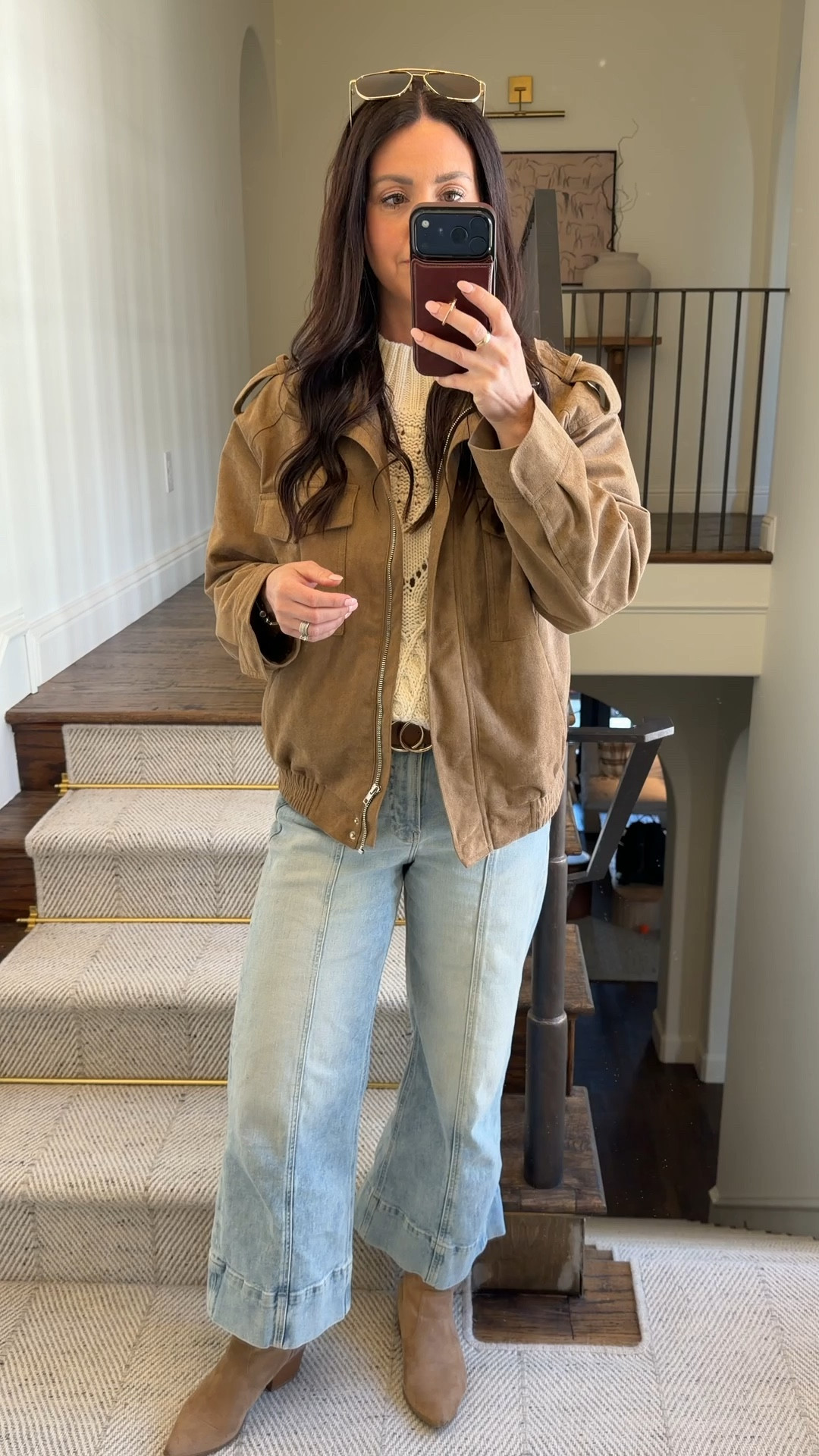 Neutral layered spring look! Love love this sweater tank, I wear it all fall and spring, and this bomber jacket is very high quality. 

#LTKootd #LTKSeasonal #LTKOver40