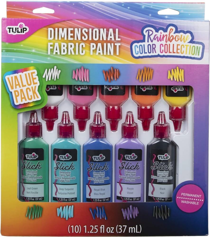 Tulip Dimensional Paint Kits 44889 Dfpt Multi 1.25Oz 10Pk Rainbow Color Collection, 1.25 Fl Oz (P... | Amazon (US)