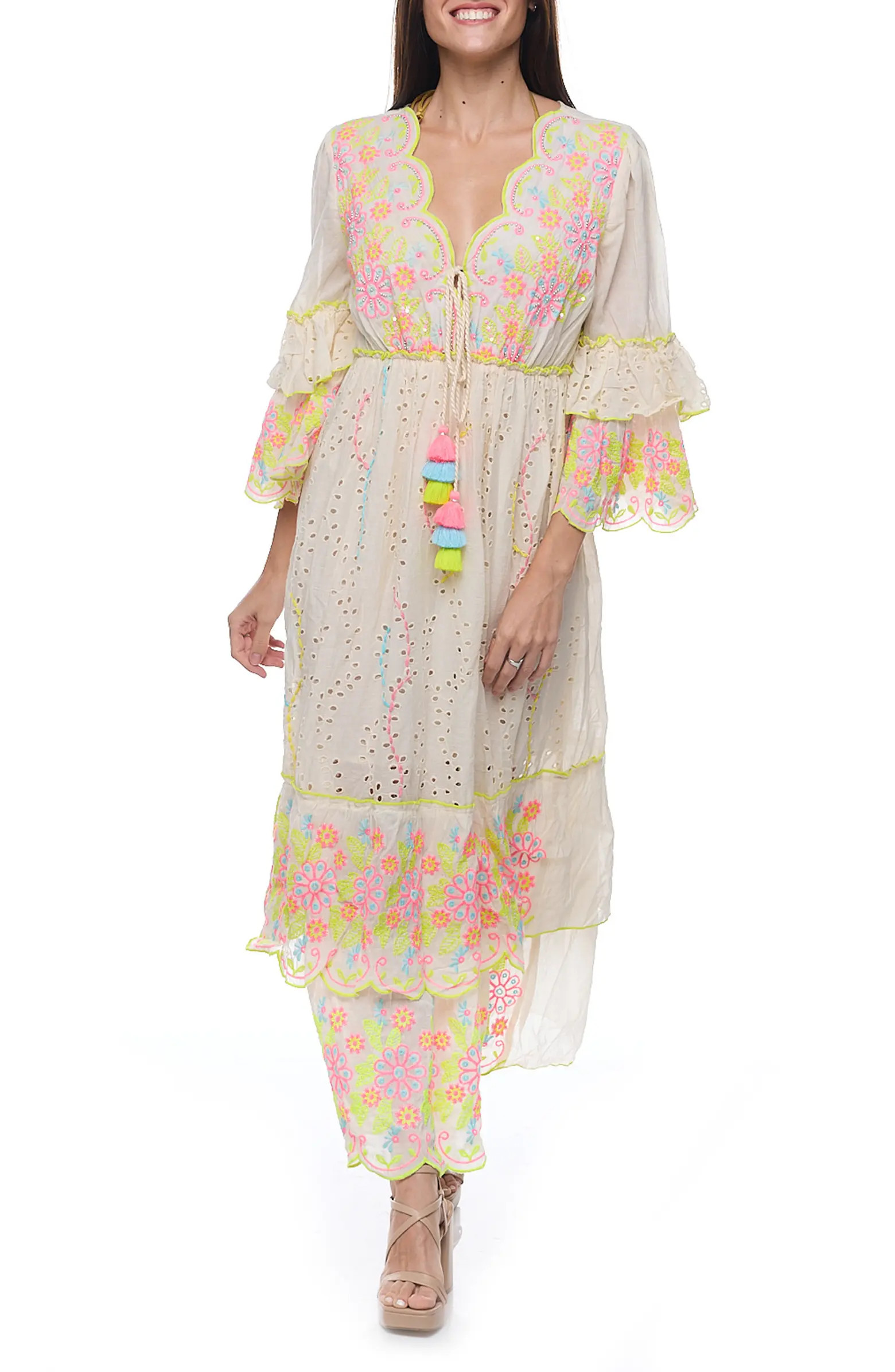 RANEES Ruffle Sleeve Eyelet Maxi Dress | Nordstromrack | Nordstrom Rack