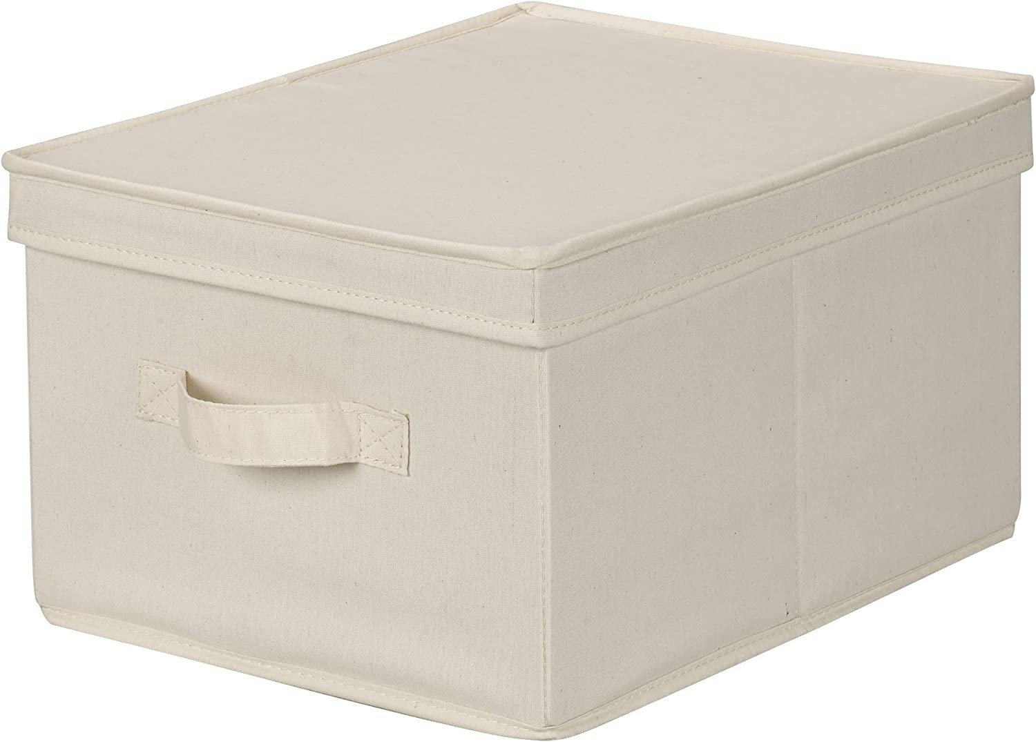 Household Essentials 113 Storage Box with Lid and Handle - Natural Beige Canvas - Large | Amazon (US)
