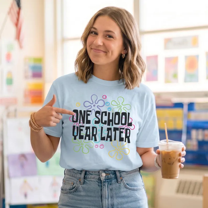 One School Year Later End of Year Teacher Shirt Comfort Colors\u00ae Funny Last Day of School Tea... | Etsy (Global)