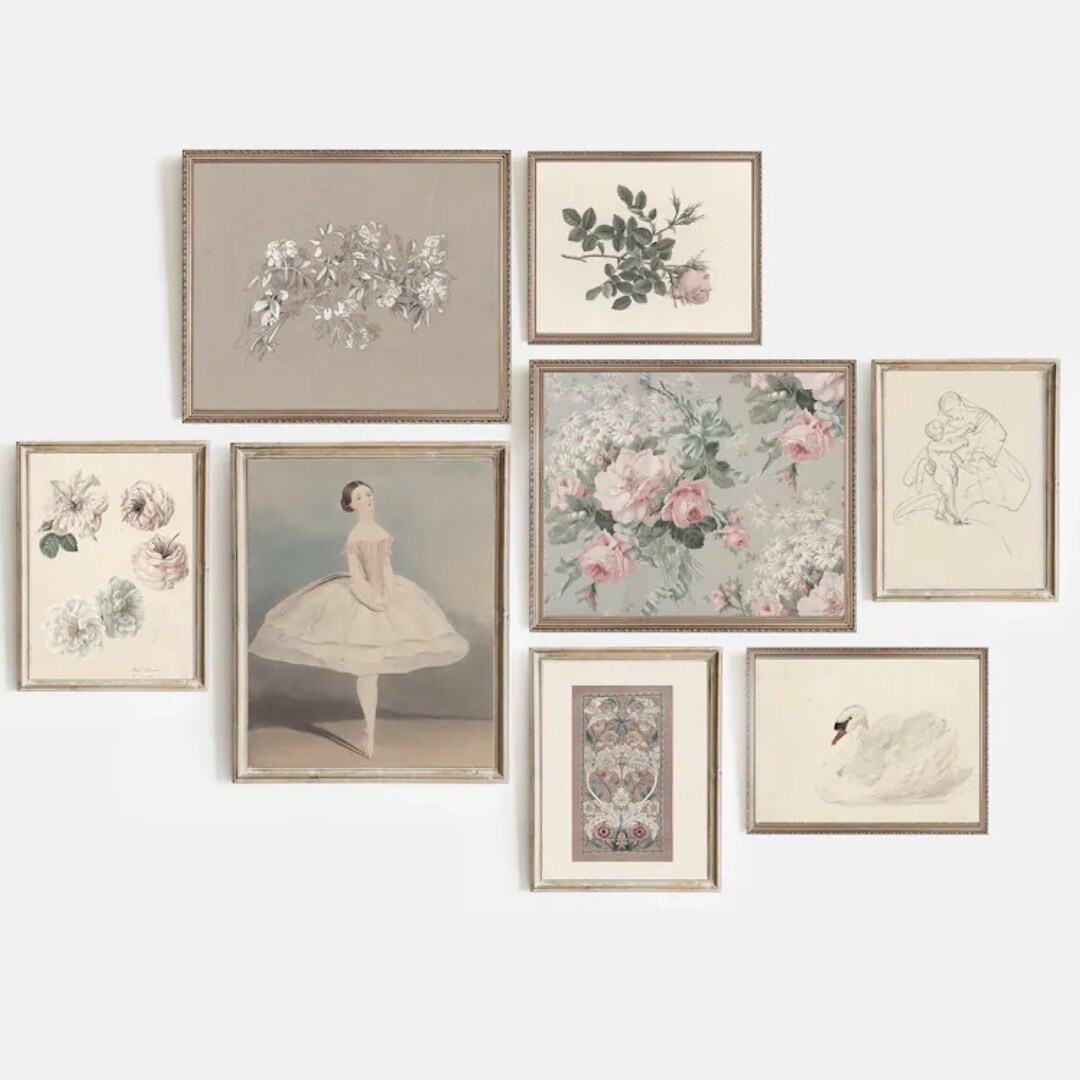 Vintage Nursery Gallery Wall Art Set: Soft Pink & Blue Prints (digital Download) - Etsy | Etsy (US)