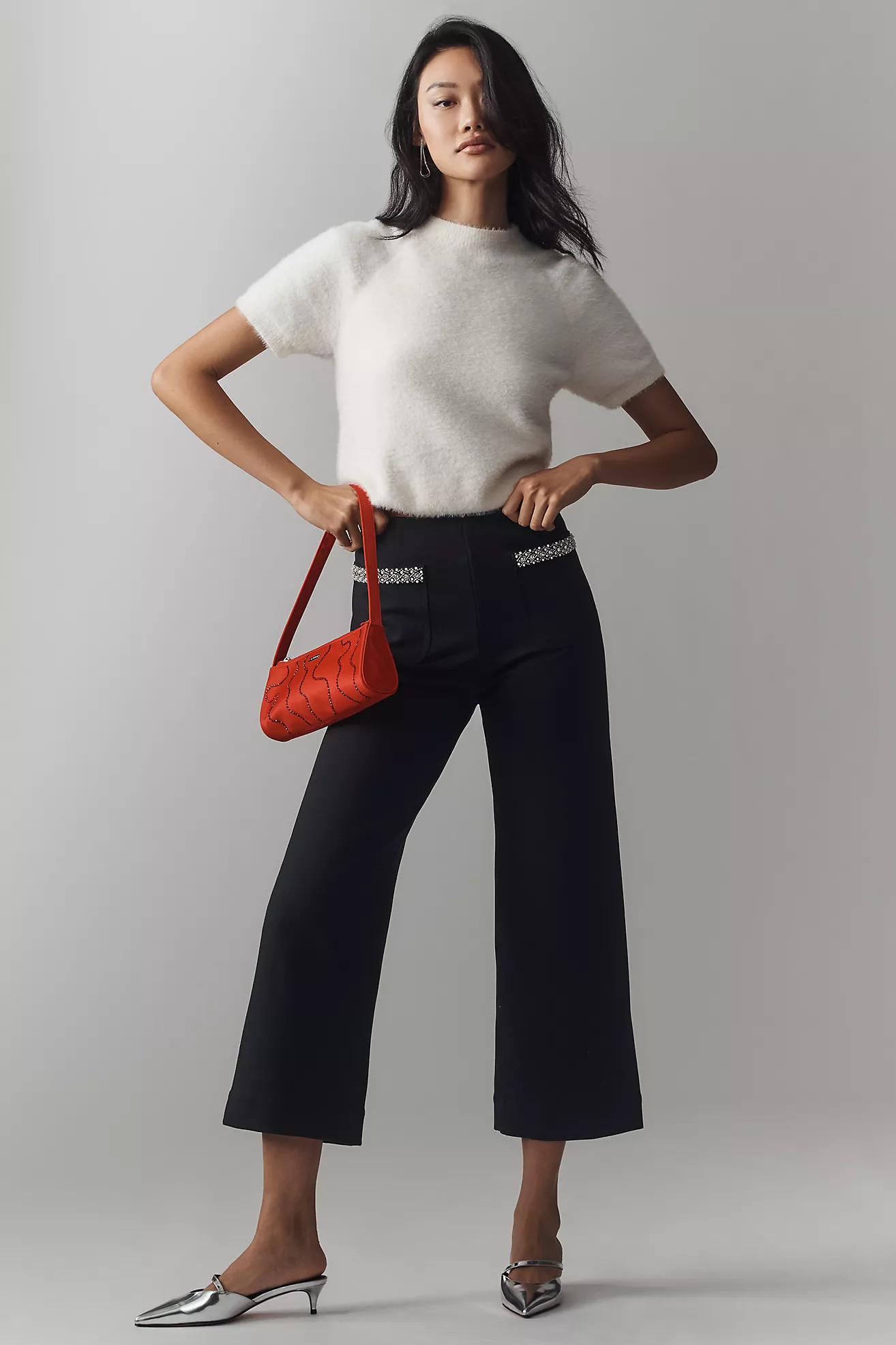 The Colette Cropped Wide-Leg Pants by Maeve: Rhinestone Pocket Edition | Anthropologie (US)