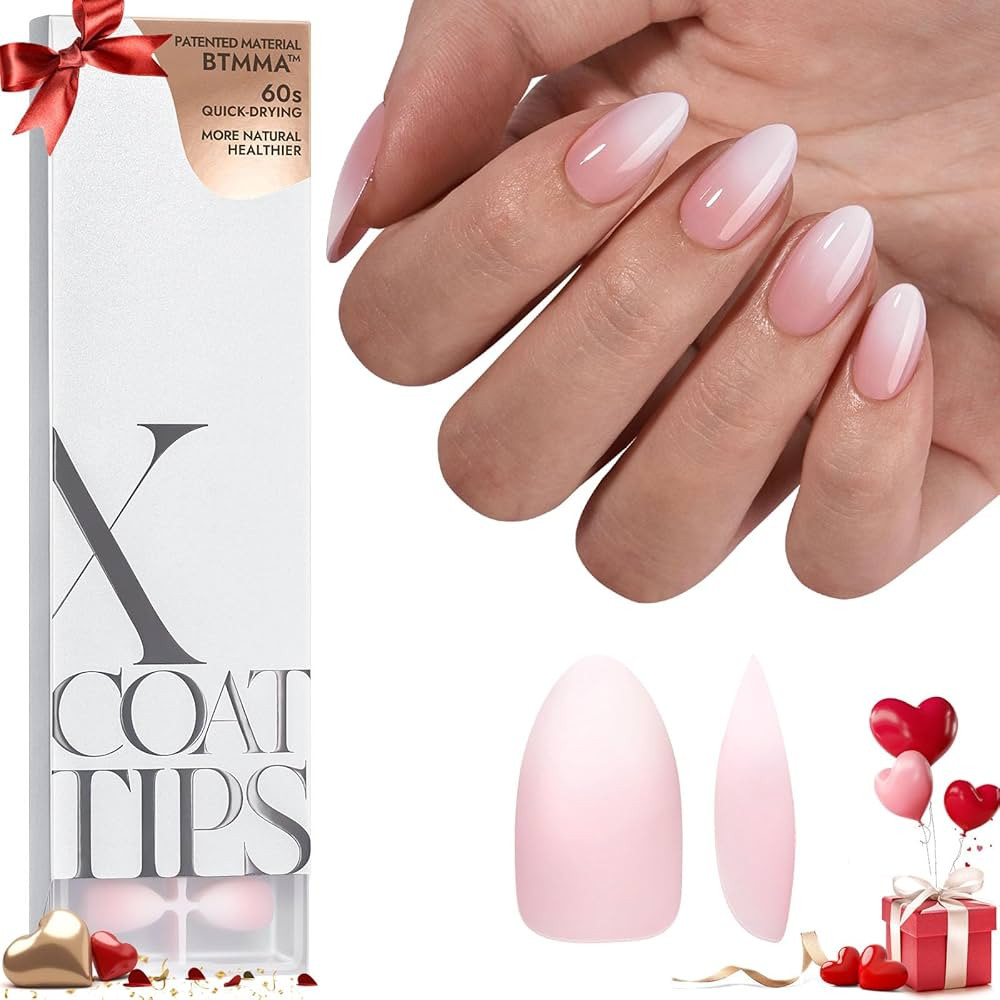 btartboxnails XCOATTIPS Ombre Nails - Press on Nails Short, 160Pcs Almond Nail Tips Pink White Gr... | Amazon (US)