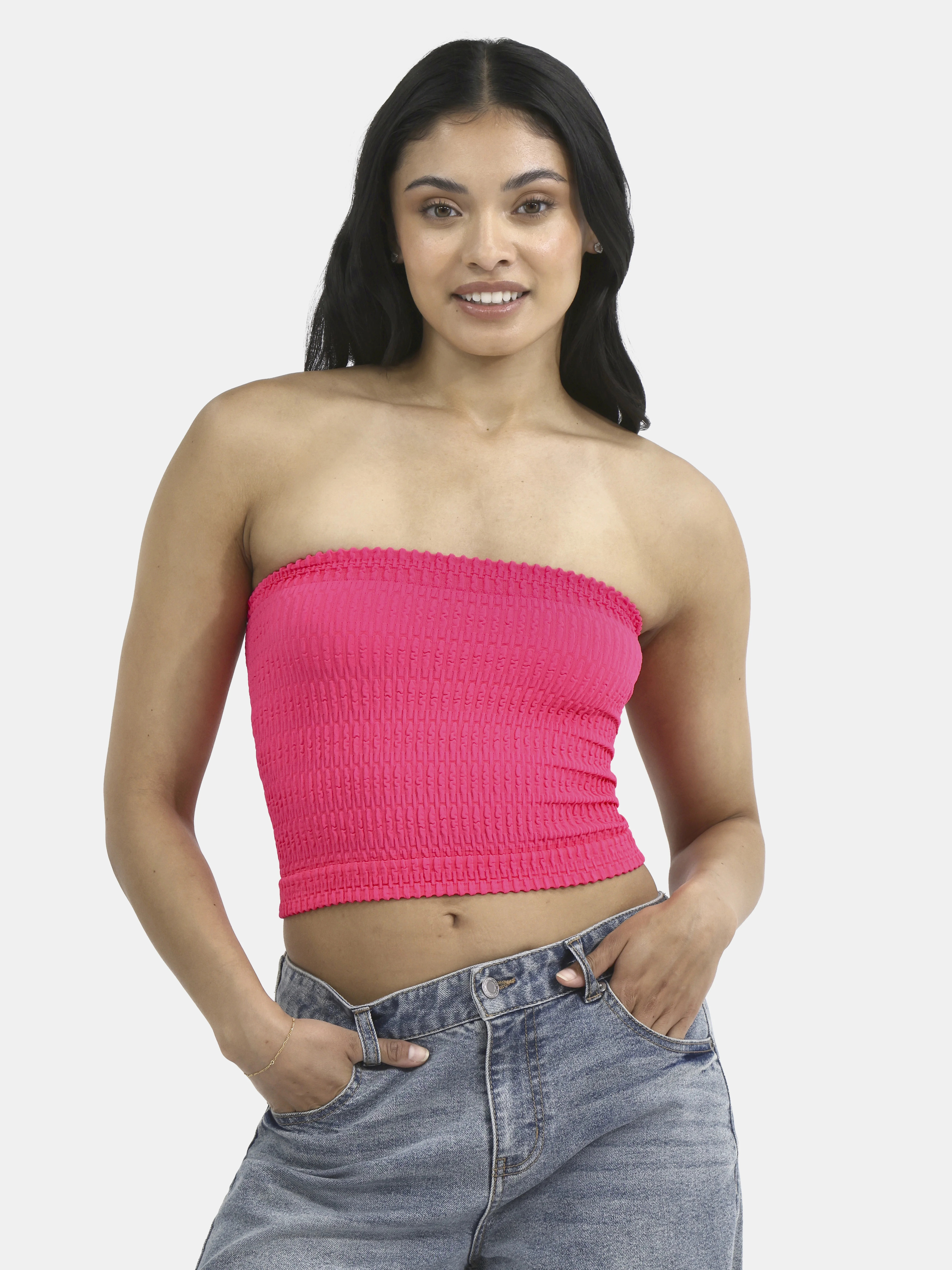 No Boundaries Seamless Textured Tube Top, Women's | Walmart (US)