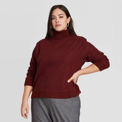 Women's Long Sleeve Turtleneck Sweater Trim T-Shirt - A New Day™ | Target