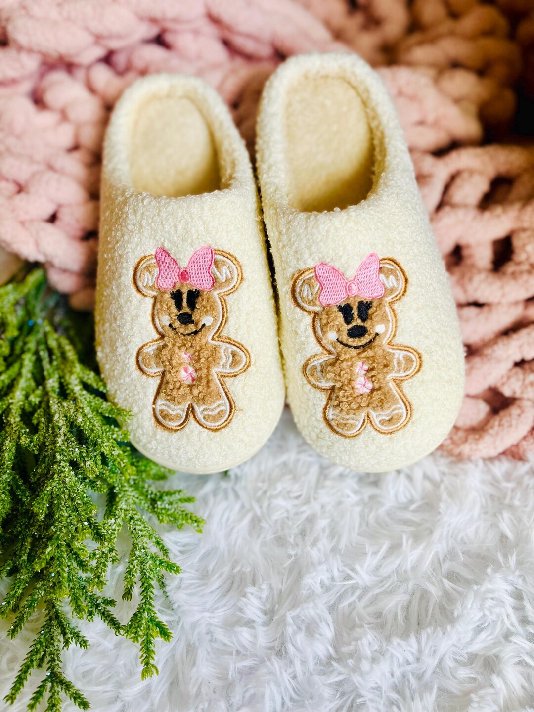 Pink Gingerbread Slippers READY TO SHIP - Etsy | Etsy (US)