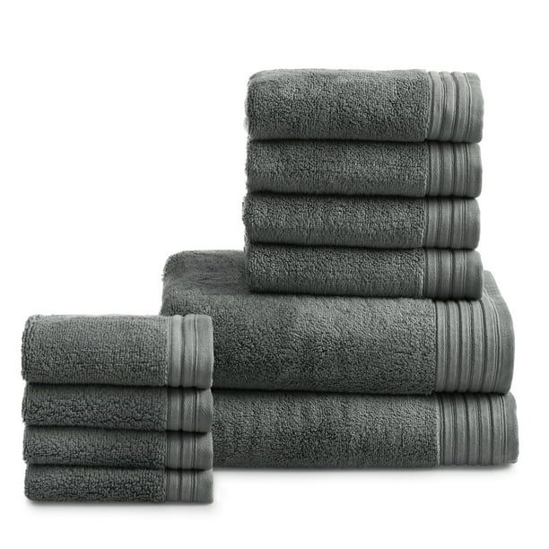 Hotel Style Egyptian Cotton Towel 10-Piece Set, Gray | Walmart (US)