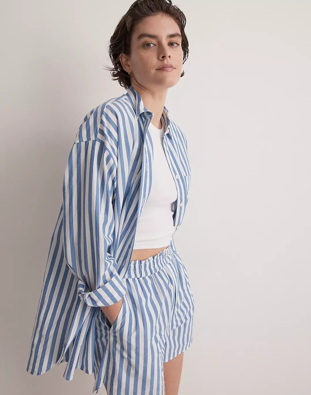 The Signature Poplin Oversized Shirt in Springy Stripe | Madewell