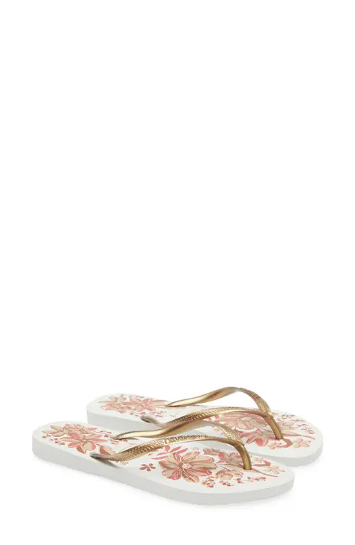 Havaianas Slim Flip Flop in White/golden at Nordstrom, Size 41 | Nordstrom