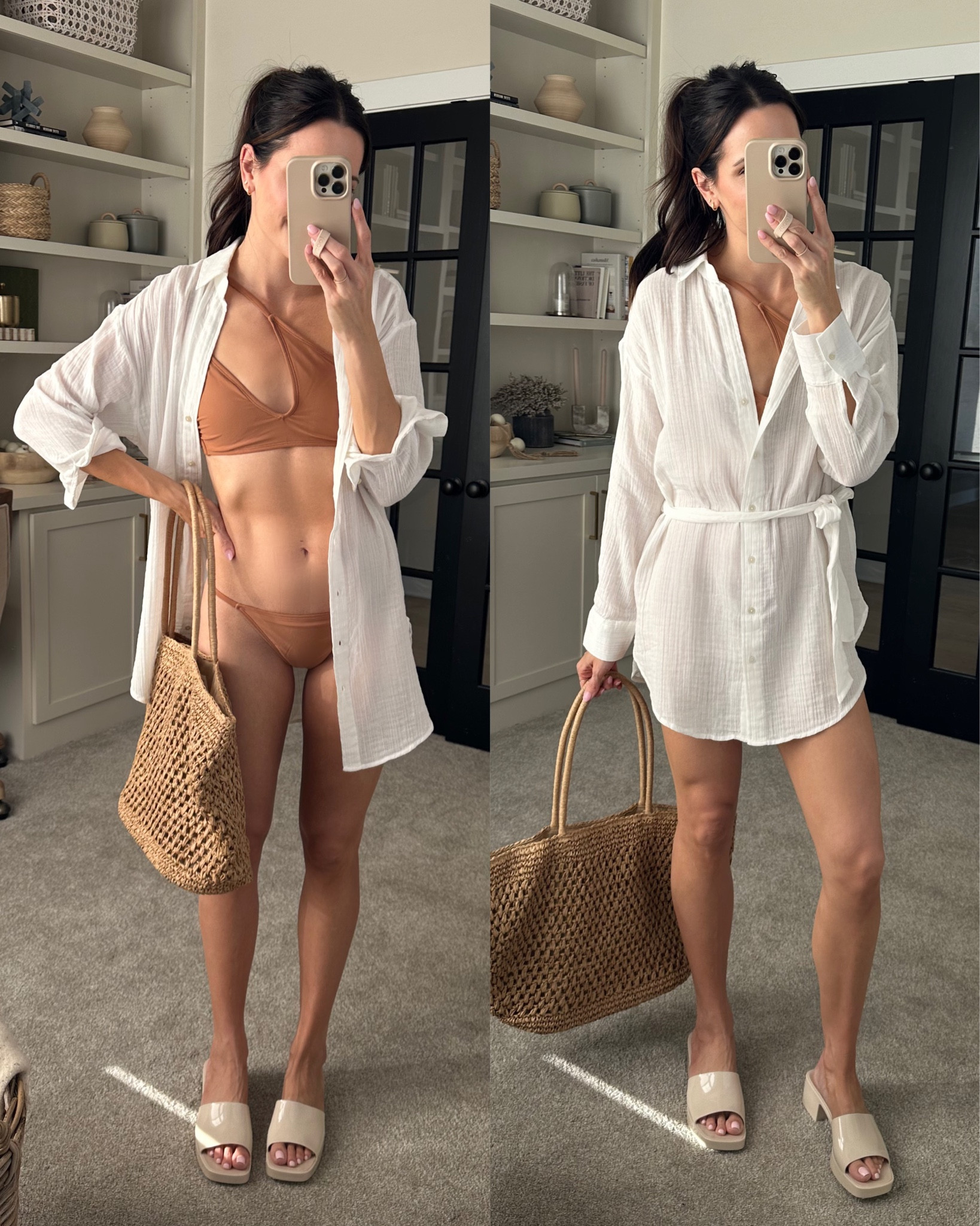 Swim coverup tunic/dress is true to size (S) 
Bikini: sized down to XS in top & bottom
Sandals: true to size 
Packable beach tote is travel friendly!

#LTKswim #LTKtravel #LTKsalealert