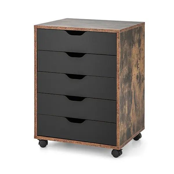 5 Drawer Mobile Lateral Filing Storage Home Office Floor Cabinet with Wheels - Bed Bath & Beyond ... | Bed Bath & Beyond