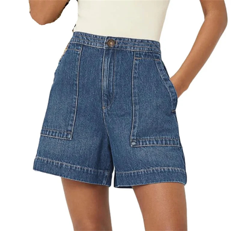 Summer Women High Waisted Casual Denim Shorts Denim Shorts Wide Leg Shorts with Pockets | Walmart (US)