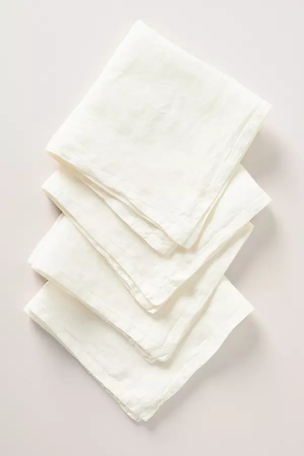 Edison Linen Napkins, Set of 4 By Anthropologie in White Size NAPKIN | Anthropologie (US)