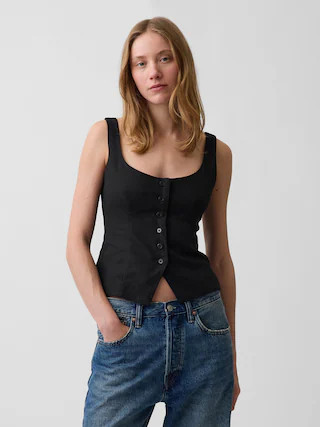 Linen-Blend Corset Vest Top | Gap (US)