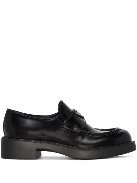 triangle-logo leather loafers | Farfetch (UK)