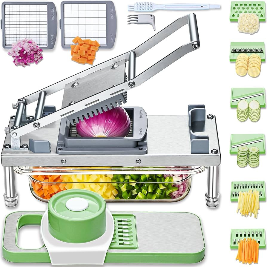 Vegetable Chopper, Veggie Chopper With 8 Blades, Onion Cutter with Container, Pro All-in-1 Food D... | Amazon (US)