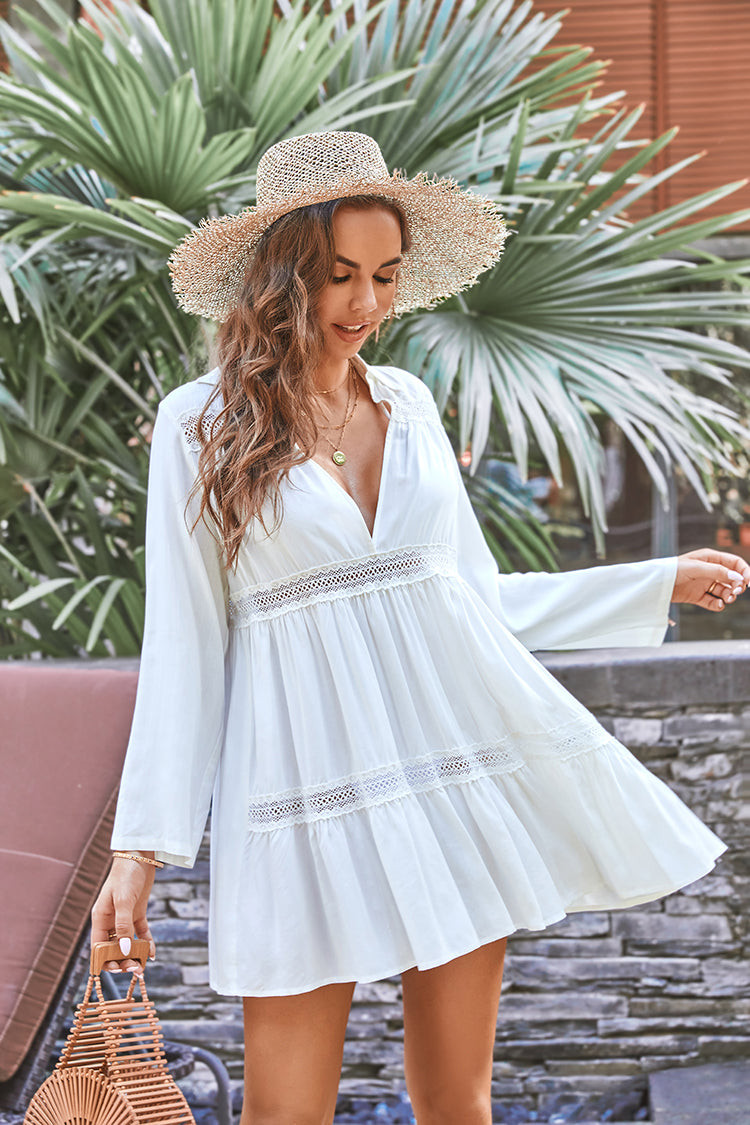 Fanny Lace Trims Long Sleeve Cover Up | Cupshe