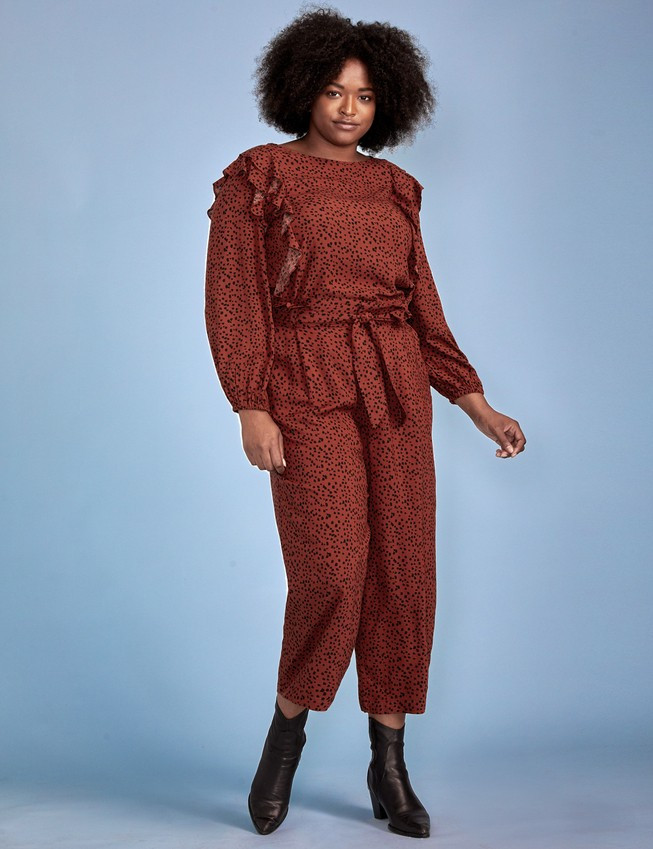 ELOQUII Elements Self Tie Wide Leg Pant - Graphic Dot | Eloquii