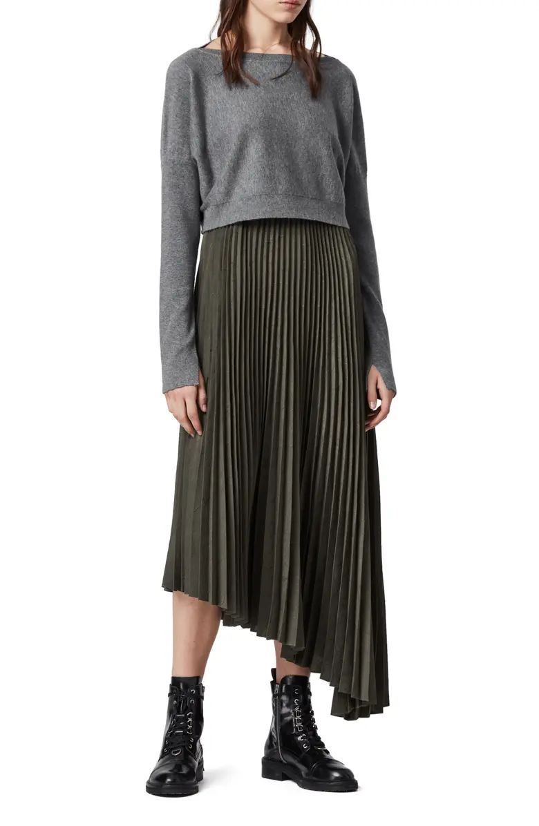 Evetta Asymmetrical Midi Dress with Crop Sweater | Nordstrom