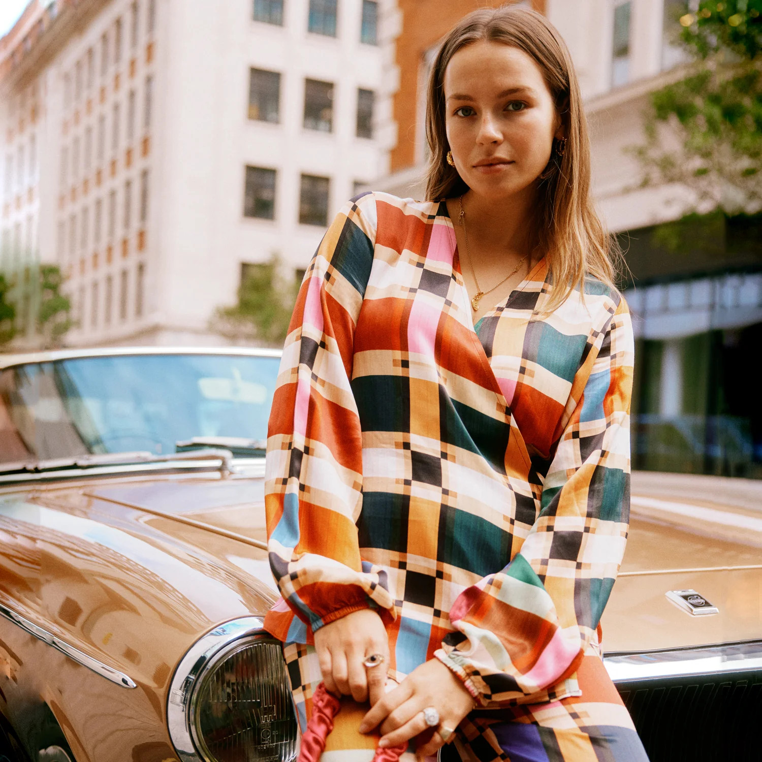 Check Oversized Wrap Top | Never Fully Dressed US