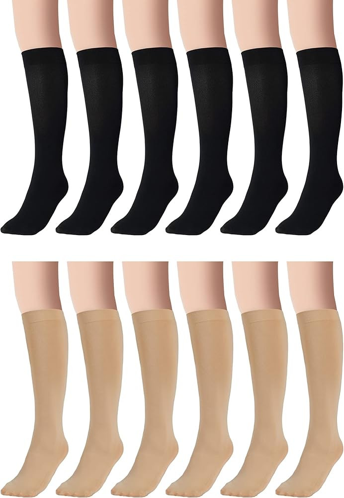 12 Pairs Ice Skating Socks High Tights Women's Ice Skating Tights Skating Nylon Socks Figure Foot... | Amazon (US)