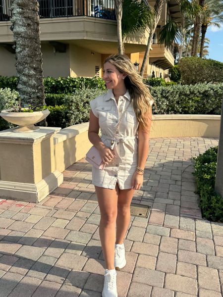 Vacation outfit, travel outfit, collared shirt, button down dress, white sneakers, Florida, Ft. Lauderdale, Miami, wavy hair

#LTKtravel #LTKstyletip #LTKswim