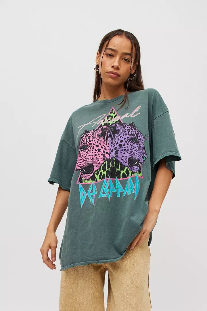 Def Leppard Double Animal T-Shirt Dress | Urban Outfitters (US and RoW)