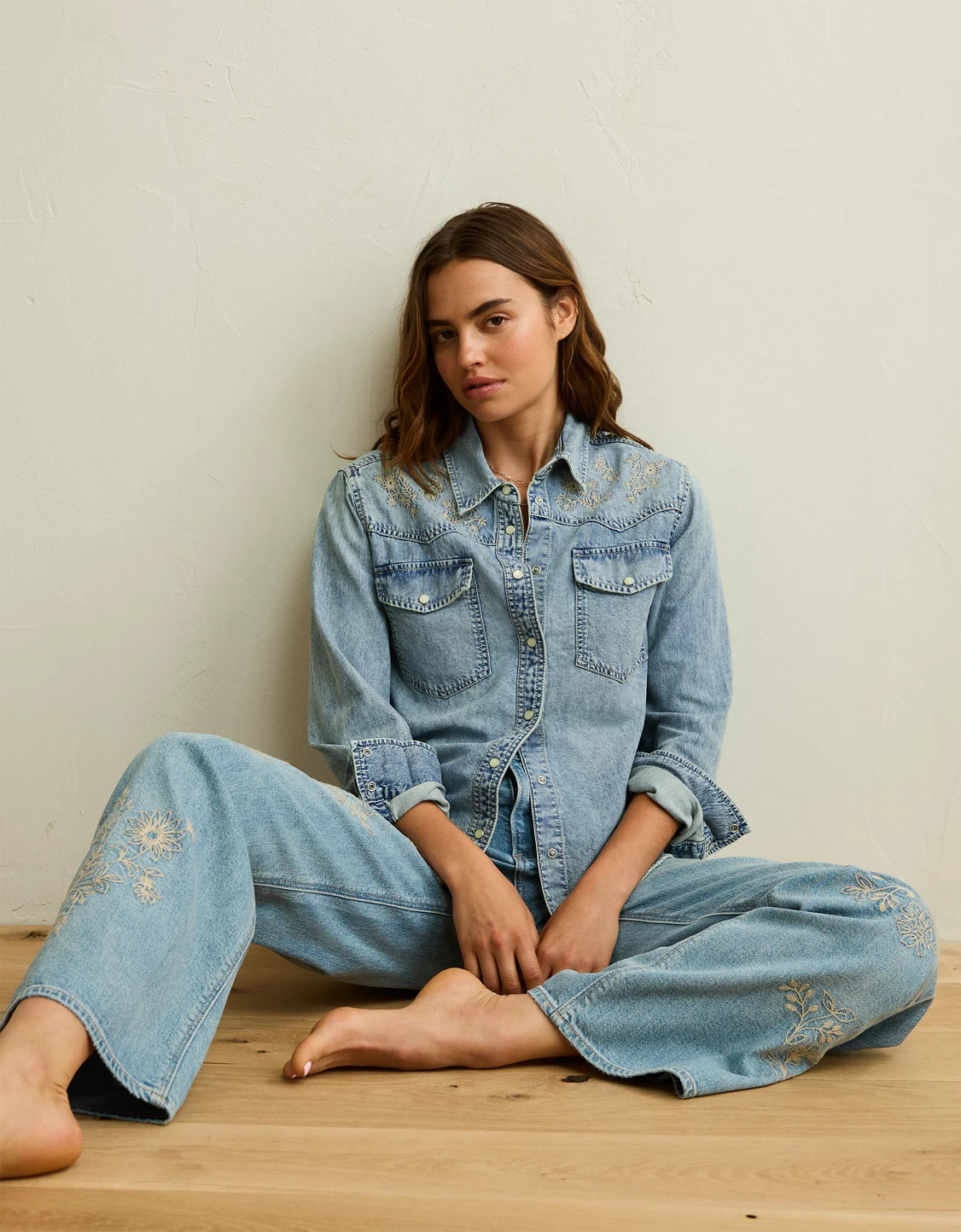 AE Throwback Denim Button-Up Shirt | American Eagle Outfitters (US & CA)