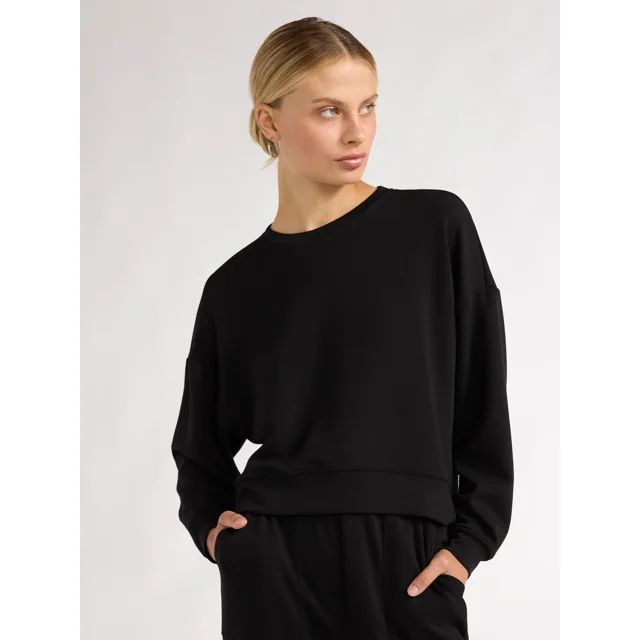 Scoop Women's Ultimate ScubaKnit Cropped Sweatshirt with Drop Sleeves, Size XS-XXL - Walmart.com | Walmart (US)