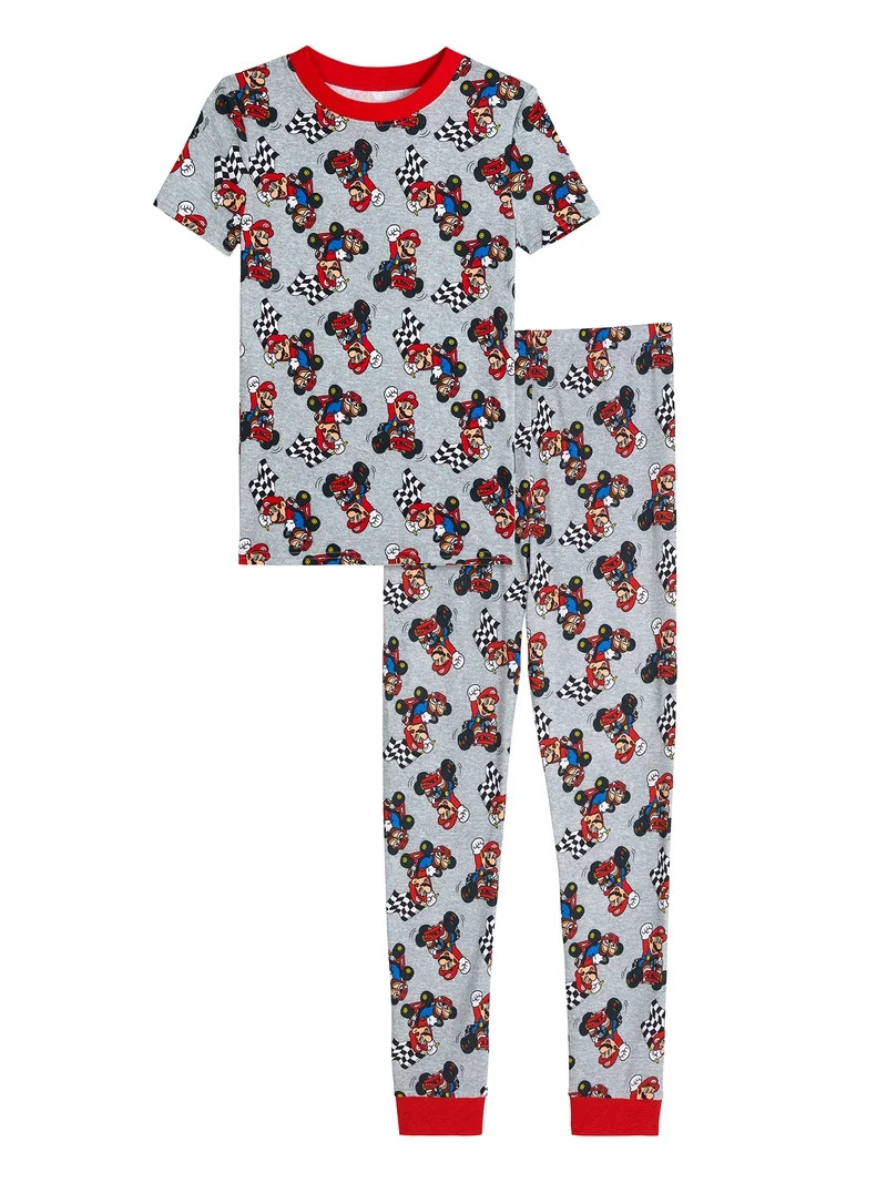 Mario Boys Short Sleeve Sleep Top and Pants Set, 2-Piece, Sizes 4-10 | Walmart (US)