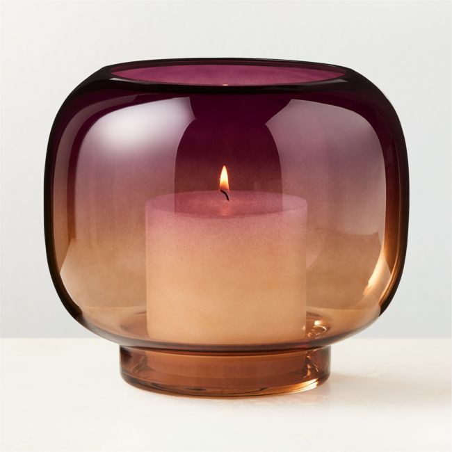 Coco Two-Toned Glass Hurricane Candle Holder Large | CB2
