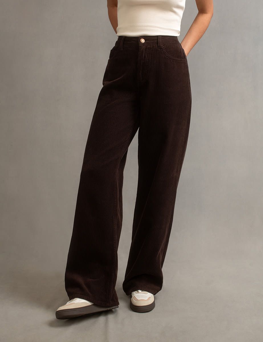Brown Cord Wide Leg Trousers | Nobody's Child