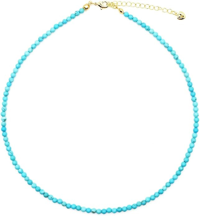3MM Handmade Stone Crystal Round Beads Beaded Choker Necklace for Women | Amazon (US)