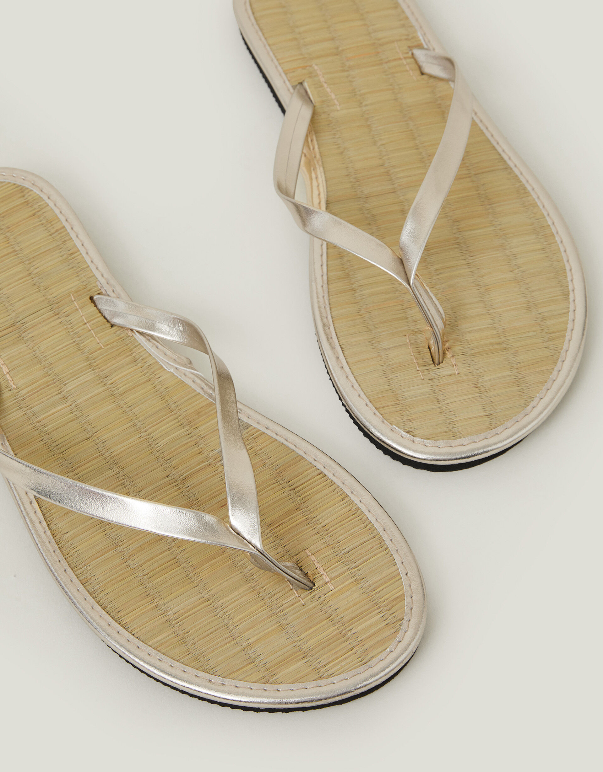 Plain Seagrass Flip Flops Gold | Accessorize (Global)