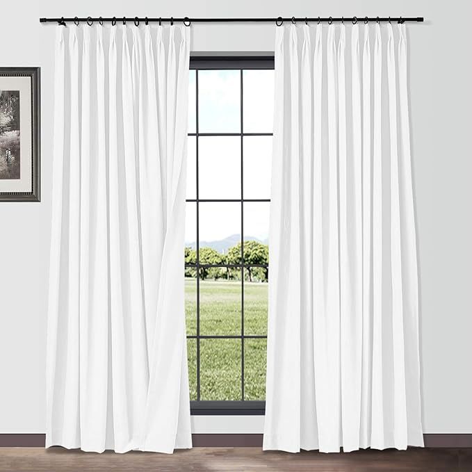 TWOPAGES 58 Inches Width Natural Linen Pinch Pleated Curtains 84 Inches Length 2 Panels, Window T... | Amazon (US)
