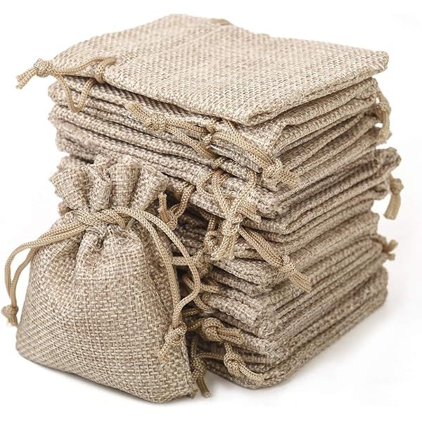 20Pcs 5x7 inch Burlap Gift Bags with Drawstring Recyclable Linen Sacks Bag for Wedding Favors Party  | Amazon (US)