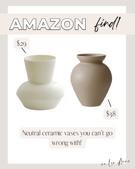 Amazon neutral ceramic vases! 

#founditonamazon

Lee Anne Benjamin 🤍

#LTKstyletip #LTKhome #LTKunder50