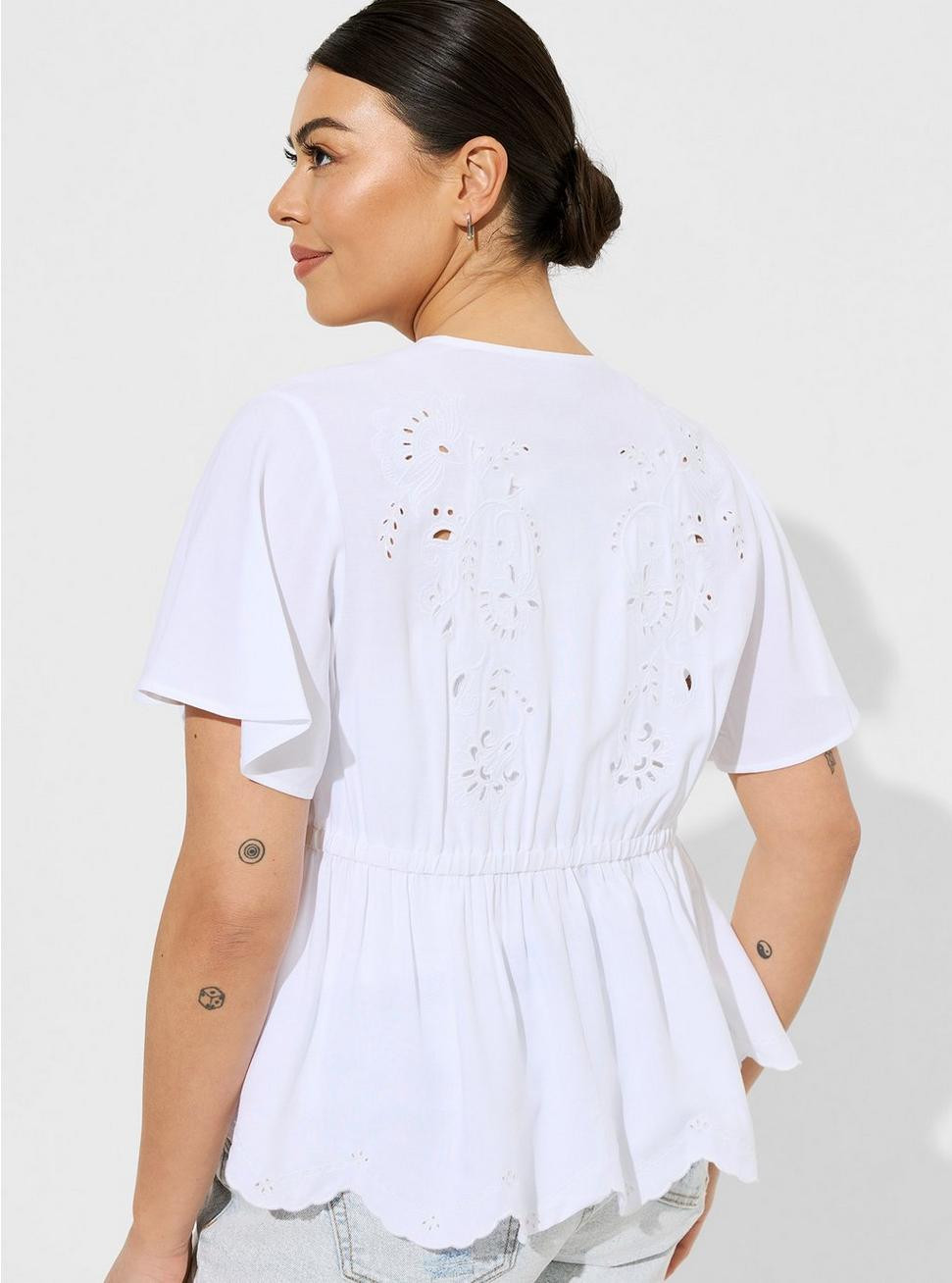 Eyelet Challis Tie Front Third Piece | Torrid (US & Canada)