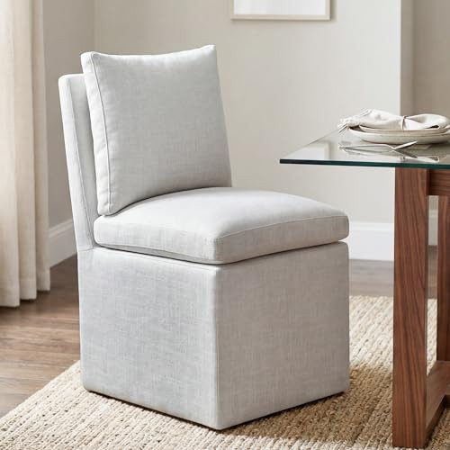 DUHOME Upholstered Armless Dining Chair with Casters,Linen Accent Chair for Living Room,Single So... | Amazon (US)