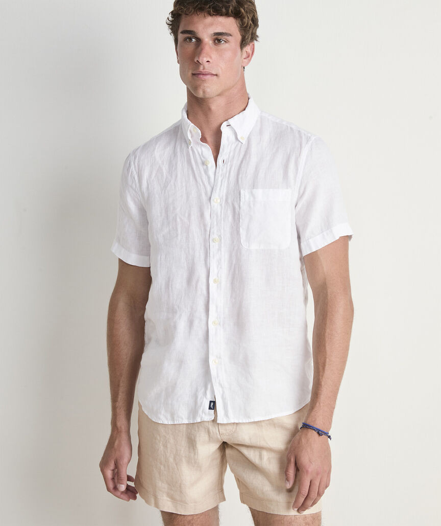 Surfside Solid Linen Short-Sleeve Shirt | vineyard vines
