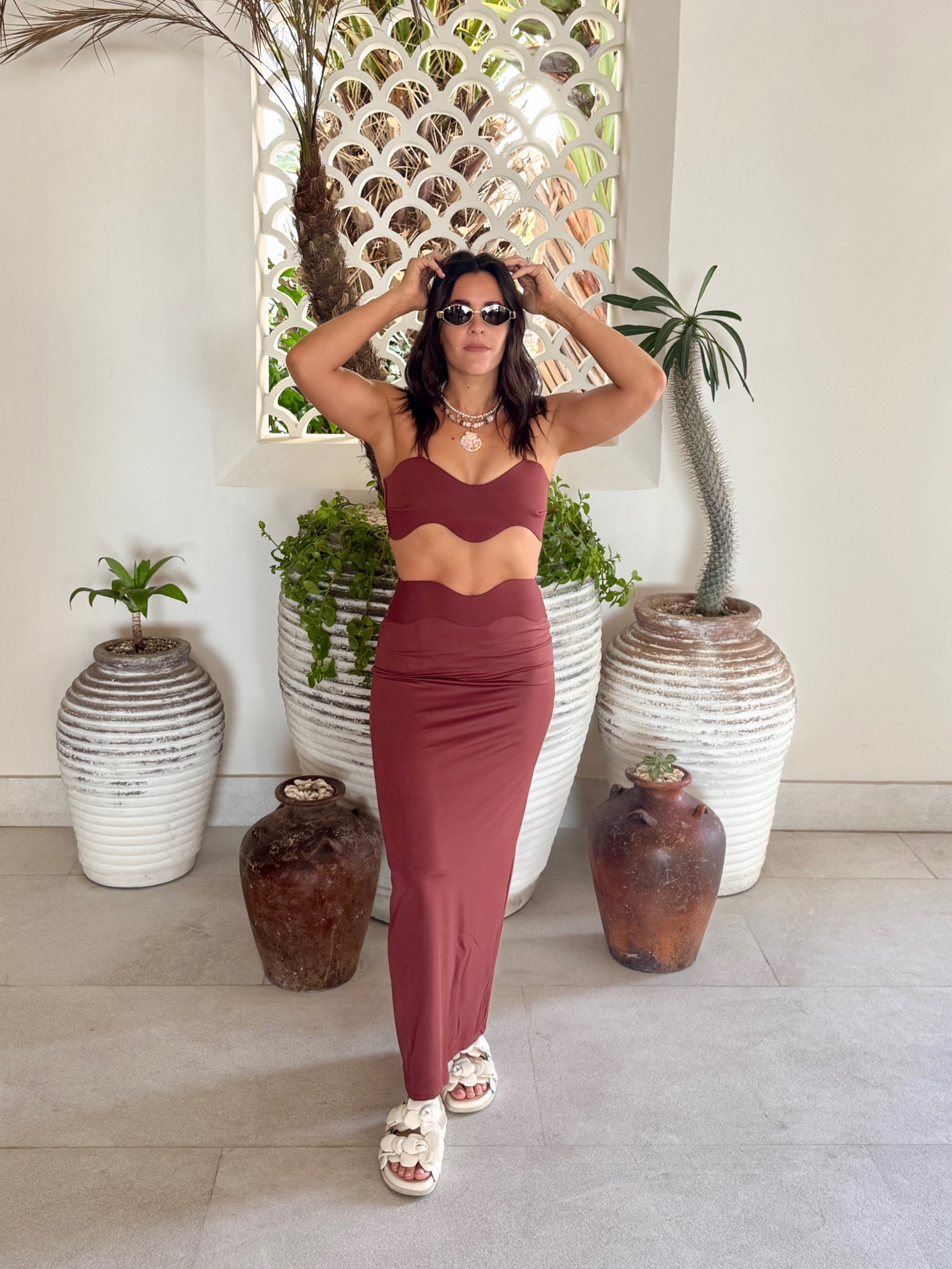 First morning and I’m off to brunch. Wearing a Bahia Maria swim top and skirt from Shopbop  