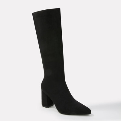Berness Women's Adele Faux Suede Block Heel Knee High Boots Black 7.5 | Target