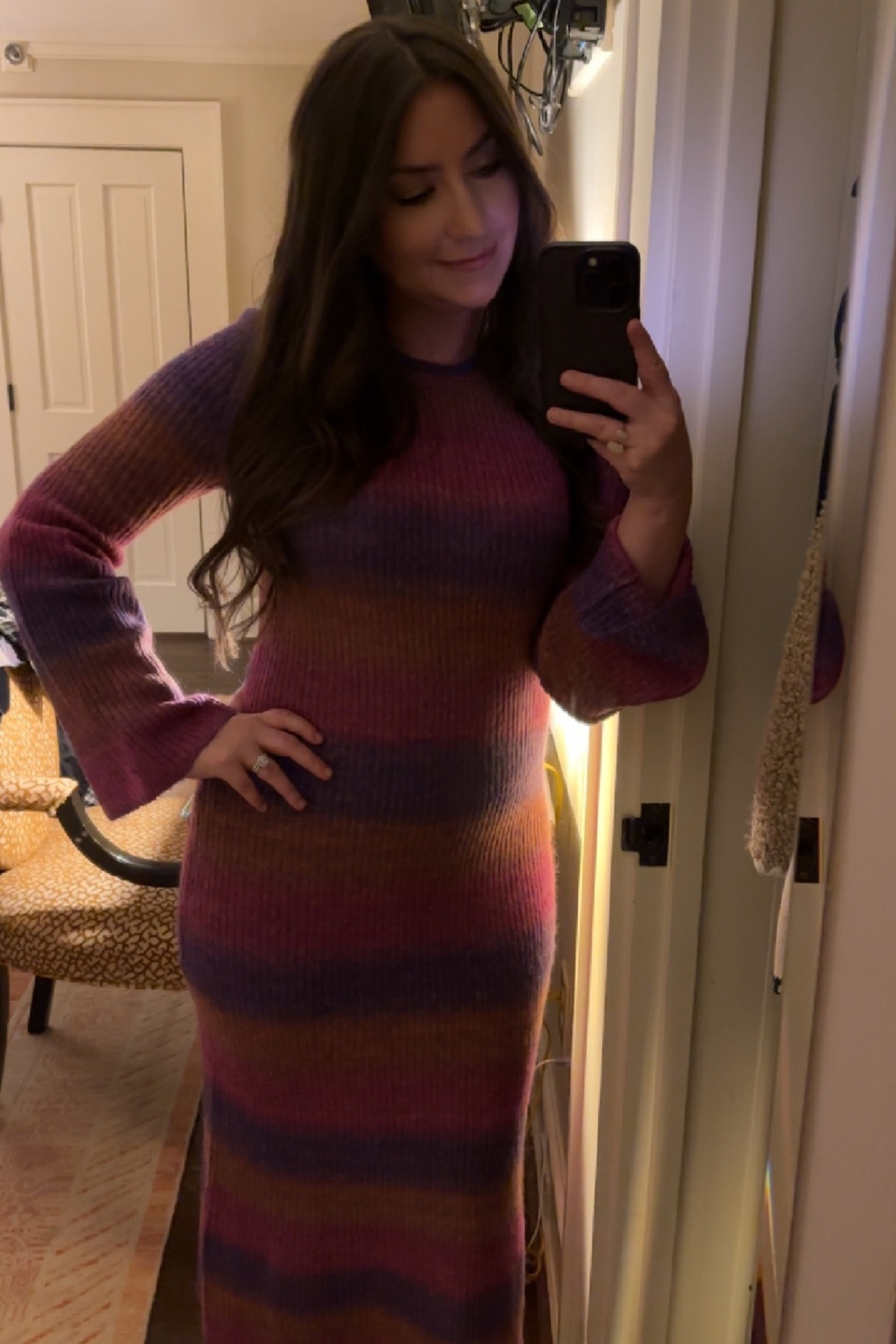 Favorite cozy colorful winter dress 🩷💜 

colorful dress, long dress, sweater dress, maxi dress, pink, purple, multicolor dress, winter outfit, fall outfit, cozy, winter wardrobe, style, long sleeve dress, bell sleeve dress 

#LTKstyletip #LTKSeasonal #LTKsalealert