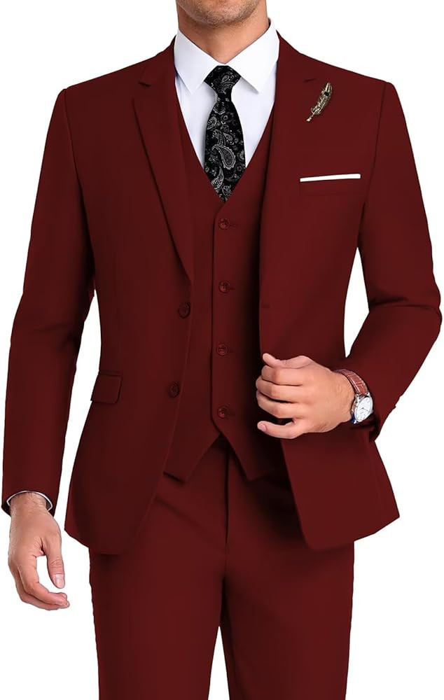 High-End Suits Men Suit 3 Pieces Slim Fit, 2 Button Wedding Suit Prom Suit for Men Business Suit ... | Amazon (US)