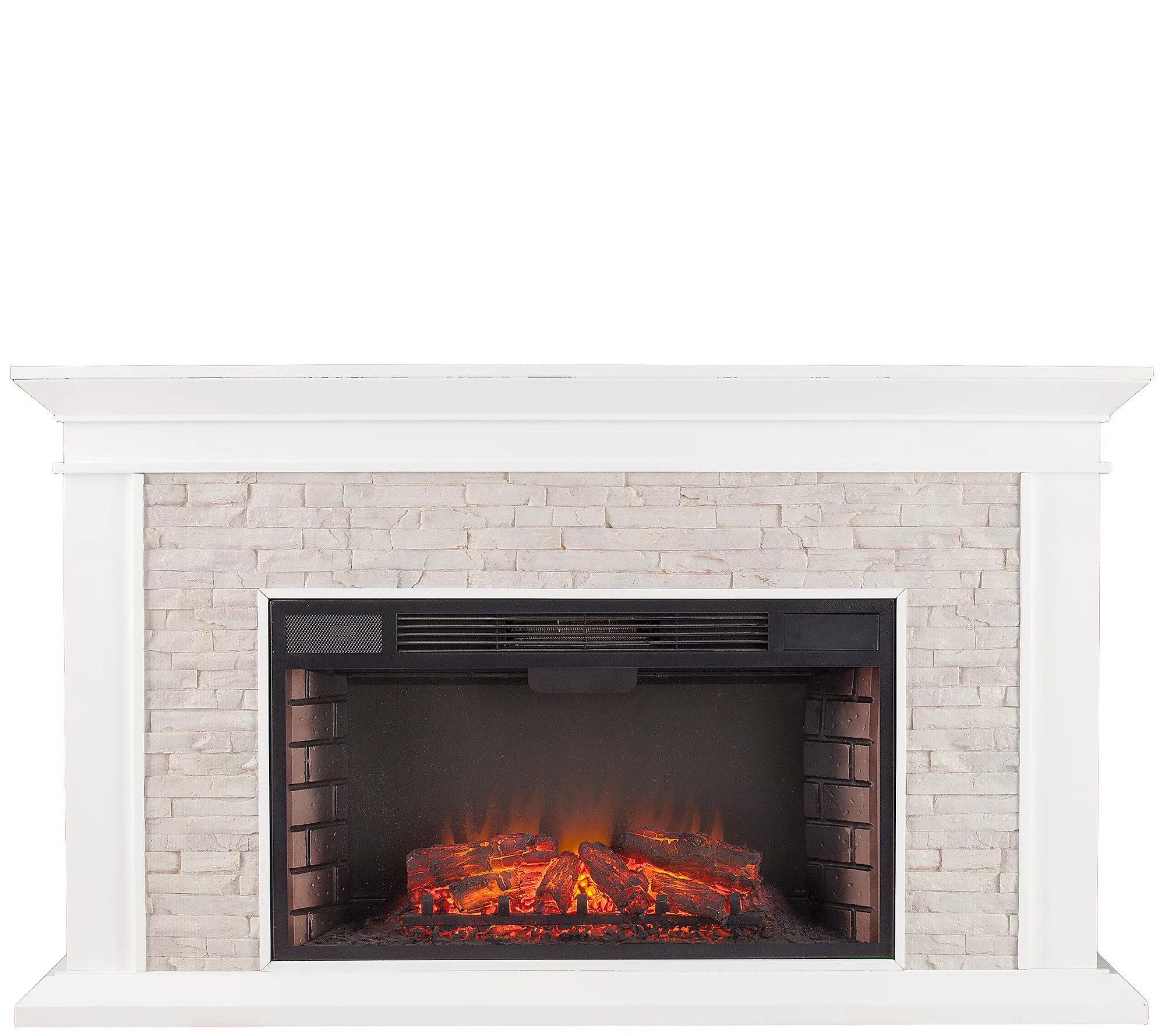 Canyon Heights Faux Stacked Stone Electric Fire place | QVC