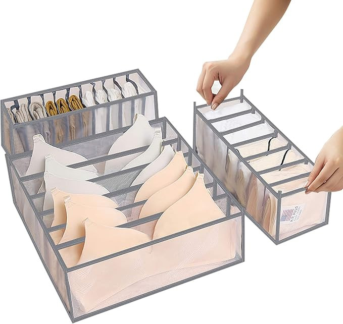 ABC life 3Pcs Underwear Drawer Organizer Set, Foldable Sock Bra Underpants Organizer Drawer Divid... | Amazon (US)